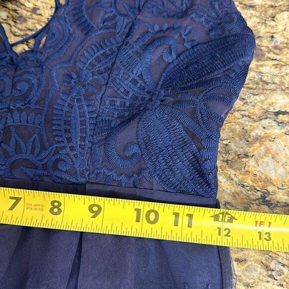 Hello Molly Sleeveless Lace-Up Back Mini Dress In Navy Blue Size 6 - Picture 9 of 10